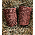 A Pair Leather Cuffs Owl Celtic: a pair